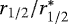 $r_{1/2}/r^{*}_{1/2}$