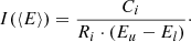 $$ \begin{aligned} I (\langle E \rangle )= \frac{C_i}{R_i \cdot (E_u - E_l)}\cdot \end{aligned} $$