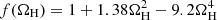 $ f(\Omega_\mathrm{H}) = 1+1.38\Omega_\mathrm{H}^2-9.2\Omega_\mathrm{H}^4 $