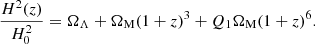 $$ \begin{aligned} \frac{H^2(z)}{H_0^2}=\Omega _\Lambda +\Omega _{\rm M}(1+z)^3+Q_1\Omega _{\rm M}(1+z)^6. \end{aligned} $$