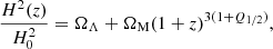 $$ \begin{aligned} \frac{H^2(z)}{H_0^2}=\Omega _\Lambda +\Omega _{\rm M}(1+z)^{3(1+Q_{1/2})}, \end{aligned} $$