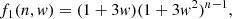 $$ \begin{aligned} f_1(n,w)=(1+3w)(1+3w^2)^{n-1} , \end{aligned} $$