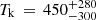 $ T_{\mathrm{k}}\,=\,450^{+280}_{-300} $
