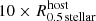 $ 10 \times R_\mathrm{{0.5 \, stellar}}^{\mathrm{host}} $