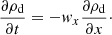 $$ \begin{aligned} \frac{\partial \rho _{\mathrm{d} }}{\partial t} = - { w}_x \frac{\partial \rho _{\mathrm{d} }}{\partial x}\cdot \end{aligned} $$