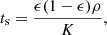$$ \begin{aligned} t_{\mathrm{s} } = \frac{\epsilon (1- \epsilon ) \rho }{K}, \end{aligned} $$