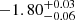 $ -1.80_{-0.06}^{+0.03} $