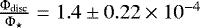 $\frac{\Phi_{\textrm{disc}}}{\Phi_{\star}}=1.4\pm0.22\times10^{-4}$