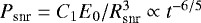 $P_{\textrm{snr}} = C_1 E_0 / R_{\textrm{snr}}^3\propto t^{-6/5}$