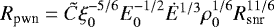 $R_{\textrm{pwn}} = \tilde{C} \xi_0^{-5/6}E_0^{-1/2} \dot{E}^{1/3}\rho_0^{1/6}R_{\textrm{snr}}^{11/6}$