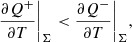 $$ \begin{aligned} \frac{\partial Q^+}{\partial T} \bigg |_{\Sigma } < \frac{\partial Q^-}{\partial T} \bigg |_{\Sigma }, \end{aligned} $$