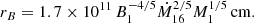 $$ \begin{aligned} r_{B}=1.7\times 10^{11}\, B_1^{-4/5} \dot{M}_{16}^{2/5} M_1^{1/5}\,{\mathrm{cm}}. \end{aligned} $$