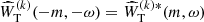 $ \widehat{W}_{\mathrm{T}}^{(k)}(-m,-\omega) = \widehat{W}_{\mathrm{T}}^{(k)*}(m,\omega) $