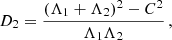 $$ \begin{aligned} D_2 = \frac{(\Lambda _1 + \Lambda _2)^2 - C^2}{\Lambda _1\Lambda _2}\,, \end{aligned} $$