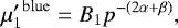 \begin{equation*} {\mu&#x0027;_1}^{\mathrm{blue}}= B_1 p^{-(2\alpha&#x002B;\beta)}, \end{equation*}
