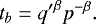 \begin{equation*} t_b= {q&#x0027;}^{\beta} p^{-\beta}. \end{equation*}