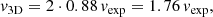 $$ \begin{aligned} {{ v}_{\mathrm{3D}} = 2 \cdot 0.88 \, { v}_{\mathrm{exp}}} = 1.76 \, { v}_{\mathrm{exp}}, \end{aligned} $$
