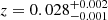 $ z=0.028^{+0.002}_{-0.001} $