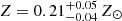 $ Z=0.21^{+0.05}_{-0.04}\,Z_{\odot} $
