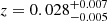 $ z=0.028^{+0.007}_{-0.005} $