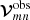$ \boldsymbol{\mathcal{V}}_{mn}^{\mathrm{obs}} $