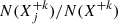 $ N(X_j^{ + k})/N({X^{ + k}}) $