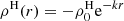 $ \rho^{\rm H}(r)=-\rho_0^{\rm H} {\rm e}^{-kr} $