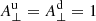 $ A_\perp ^{\text{u}} = A_\perp ^{\text{d}} =1 $