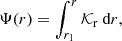 $$ \begin{aligned} \Psi (r) = \int _{r_1}^{r} \mathcal{K} _{\rm r} \text{ d}r, \end{aligned} $$