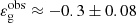 $ \varepsilon_{\mathrm{g}}^{\mathrm{obs}} \approx -0.3\pm 0.08 $