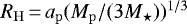 $R_{\mathrm{H}}\,{=}\,a_{\mathrm{p}}(M_{\mathrm{p}}/(3M_{\star}))^{1/3}$
