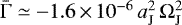 $\bar{\Gamma}\simeq-1.6\,{\times}\,10^{-6}\,a_{\mathrm{J}}^{2}\,\Omega_{\mathrm{J}}^{2}$