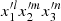 $ x_{1}^{\prime l}x_{2}^{\prime m}x_{3}^{\prime n} $
