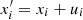 $ x_{i}^{\prime }=x_{i}+u_{i} $