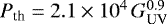 $P_{\textrm{th}}=2.1\times10^4\,G_{\textrm{UV}}^{0.9}$