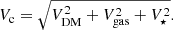 $$ \begin{aligned} V_{\mathrm{c}}= \sqrt{V_{\mathrm{DM}}^2 + V_{\mathrm{gas}}^2 + V_{\star }^2}. \end{aligned} $$