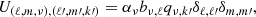 $$ \begin{aligned} U_{(\ell ,m,\nu ),(\ell \prime ,m\prime ,k\prime )} = \alpha _\nu b_{\nu ,\ell } q_{\nu ,k\prime } \delta _{\ell ,\ell \prime } \delta _{m,m\prime }, \end{aligned} $$