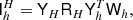 $$ \begin{aligned} \mathsf{I }_{h}^{H} = \mathsf{Y }_{H} \mathsf{R }_{H} \mathsf{Y }^T_{h} \mathsf{W }_{h}, \end{aligned} $$