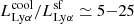 $ {L_\mathrm{{Ly}\alpha}^\mathrm{{cool}}}/L_{\mathrm{{Ly}}\alpha}^\mathrm{{sf}} \simeq 5{-}25 $