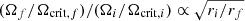 $ (\Omega_{f}/\Omega_{\mathrm{crit},f})/(\Omega_{i}/\Omega_{\mathrm{crit},i}) \propto \sqrt{r_{i}/r_{f}} $