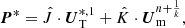 $$ \begin{aligned} {\boldsymbol{P}}^*=\hat{J} \cdot {\boldsymbol{U}}_{\rm T}^{*,1} + \hat{K} \cdot {\boldsymbol{U}}_{\rm m}^{n+\frac{1}{k}}, \end{aligned} $$