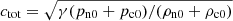 $ c_{\mathrm{tot}} = \sqrt{\gamma (p_{\mathrm{n}{0}} + p_{\mathrm{c}{0}})/(\rho_{\mathrm{n0}} + \rho_{\mathrm{c0}})} $