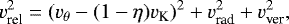 \begin{align*} v_{\textrm{rel}}^2 = \left( v_{\theta}-(1-\eta) v_{\textrm{K}} \right)^2 &#x002B; v_{\textrm{rad}}^2 &#x002B; v_{\textrm{ver}}^2 , \end{align*}