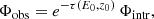 $$ \begin{aligned} \Phi _{\rm obs} = e^{-\tau (E_0,z_0)} \, \Phi _{\rm intr}, \end{aligned} $$
