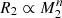 $ R_2 \propto M^n_2 $