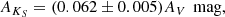 $$ \begin{aligned}&A_{K_S}=(0.062\pm 0.005)A_V\,\text{ mag}, \end{aligned} $$
