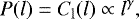 \begin{equation*} P(l) = C_{\mathrm l}(l) \propto l^{\gamma},\end{equation*}