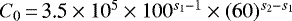 $C_0\,{=}\,\text{3.5} \times 10^{5} \times 100^{s_1-1} \times(60)^{s_2-s_1}$