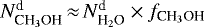 ${N}^{\textrm{d}}_{\textrm{CH}_3\textrm{OH}}\,{\approx}\, {N}^{\textrm{d}}_{\textrm{H}_2\textrm{O}} \times {f}_{\textrm{CH}_3\textrm{OH}}$
