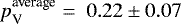 $p_{\textrm{V}}^{\textrm{average}} =~0.22\pm0.07$